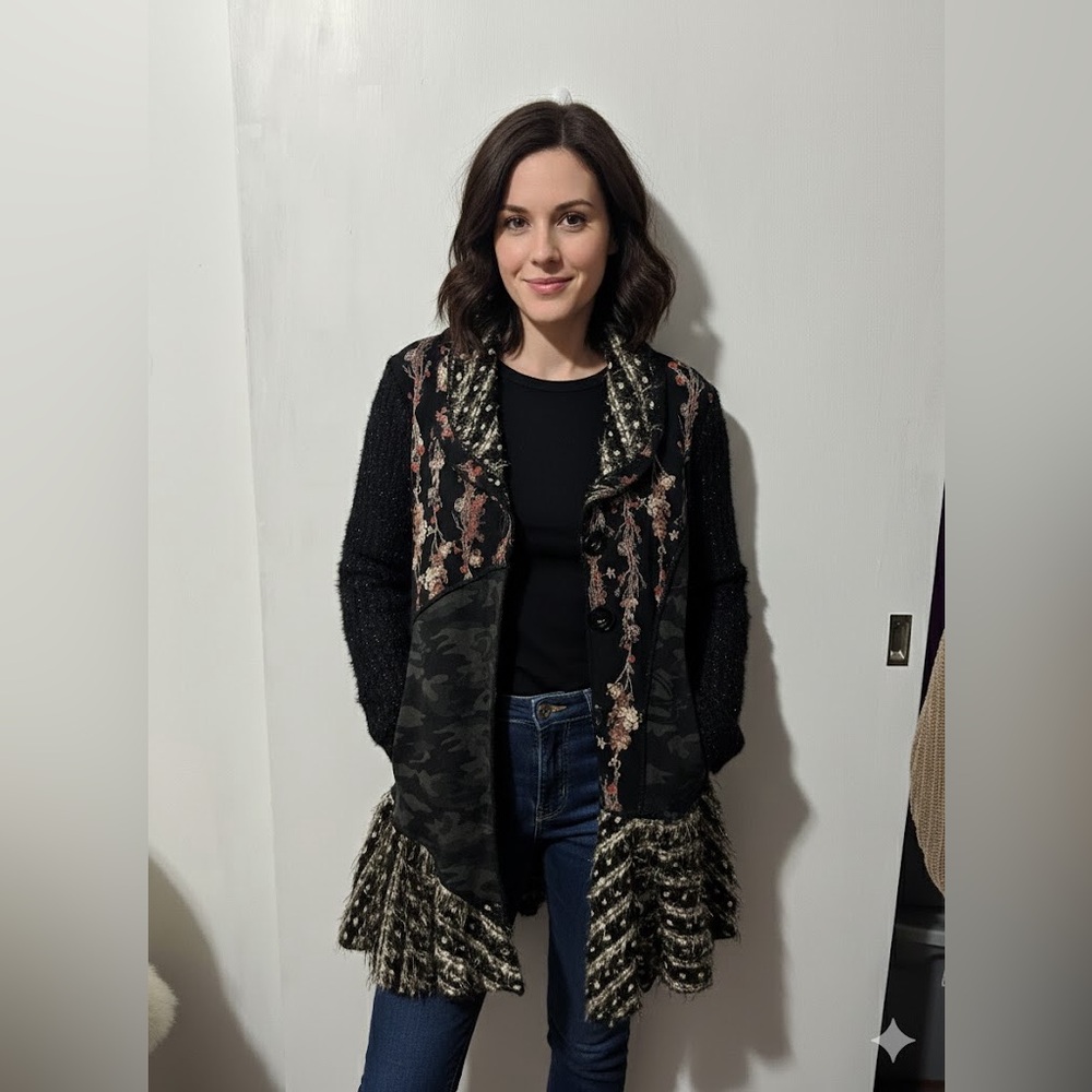 Papa Vancouver mixed-media cardigan mohair/ wool size medium unique